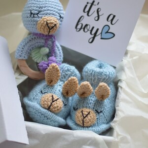 Unique pregnancy gift box for mom to be baby boy girl shower Gender reveal gift llama booties Congratulations pregnancy gift for new mom image 8