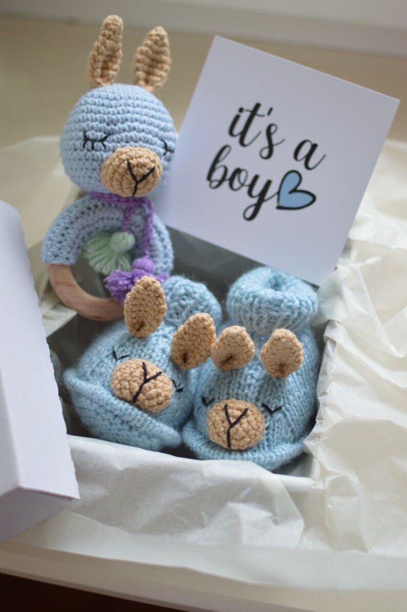 Unique pregnancy gift box for mom to be baby boy girl shower Gender reveal gift llama booties Congratulations pregnancy gift for new mom image 8