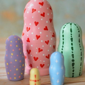 Matryoshka Wooden nesting toys for kids Pastel Nesting Toy for Kids Wooden toy Handmade wooden toys Nursery decor Matryoshka Stacking dolls