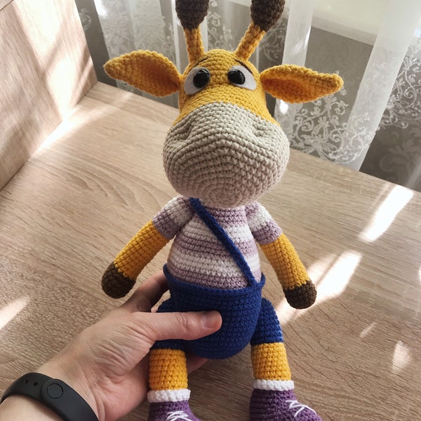 Crochet plush giraffe , Amigurumi finished giraffe, Natural handmade toy, Unisex babshower gift, Pregnancy gift