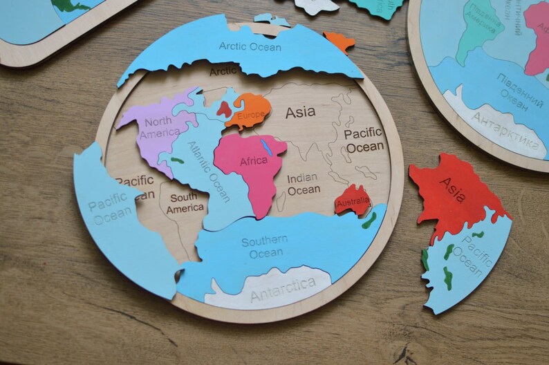 Handmade Wooden Jigsaw Puzzle - Map of the World main image 1