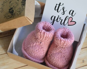 Gender reveal gift box with teddy toy It's a girl baby Gift basket for baby girl Congratulations pregnancy gift for new mom Christmas gift