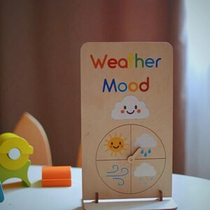 Tablero meteorológico Montessori para niños, tabla meteorológica diaria de madera: juguete educativo para niños pequeños, regalo de aprendizaje aprobado, tablero de rutina diaria