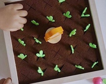 Children pull carrots and vegetable games memory, Intellectual development of the brain,The Village Garden, Felt Garden Montessori toy