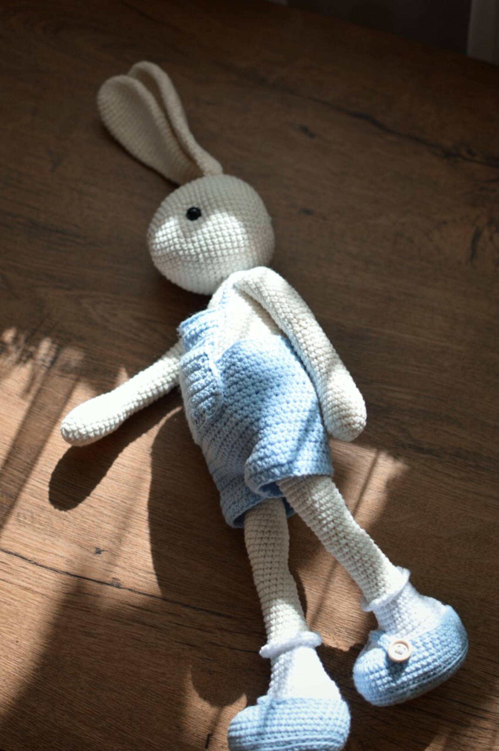 Bunny, Crochet Long Legs Rabbit With Salopette Overall, Crochet Toy for ...