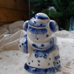 Céramique trois petits cochons loup figurines collection de Noël poterie naturelle sac cadeau russe Gzhel porcelaine image 4