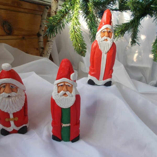 Sculpture sur bois Sculpture Père Noël Ded Moroz Papa Noel figurine Noël Ornement de Noël Décoration cadeau