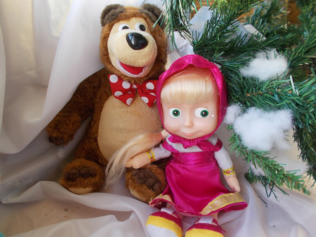 Quest Game Set Masha And The Bear Plush Speaking Toys Cartoons Etsy 