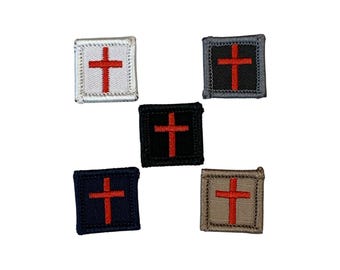 Parche de microcruz: insignia bordada con gancho y bucle de 1 pulgada