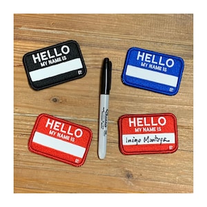 Toppa fedeltà scrivibile e rimovibile con gancio e passante 2x3 "Ciao, mi chiamo"