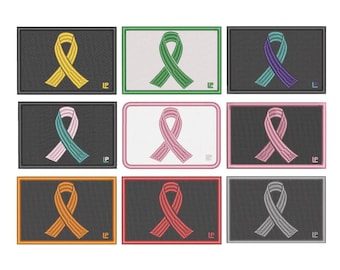 Ribbon Awareness Collection: 2x3 Hook & Loop Loyalty Patch, Cancer and Health Awareness