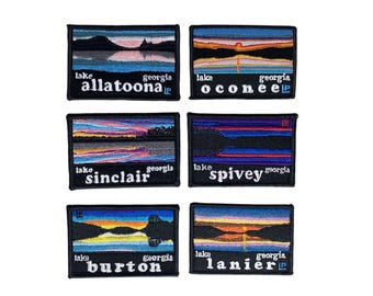 Georgia Lakes Sunset Embroidered 2x3 Hook & Loop Patch