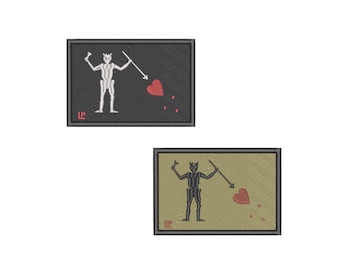 Edward Teach Blackbeard Flag Embroidered 2x3 Hook & Loop Patch