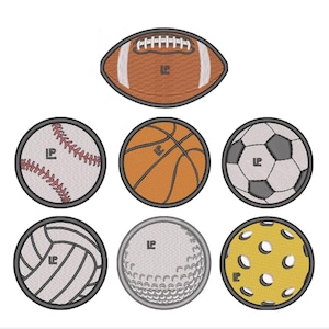 Sports Ball Die Cut Collection Embroidered 2x2 Hook & Loop Patch