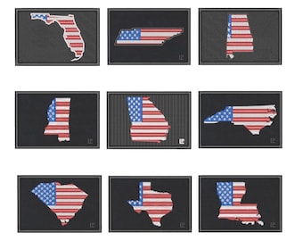 State Silhouette - US Flag 2x3 Embroidered Hook & Loop Loyalty Patch