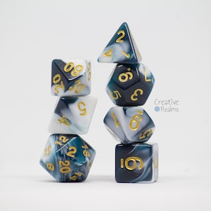 Dice set ink sea | Dice Set Sea of Ink | 7 pieces | Acrylic cubes | Pen & Paper Role Play | RPG | Tabletop