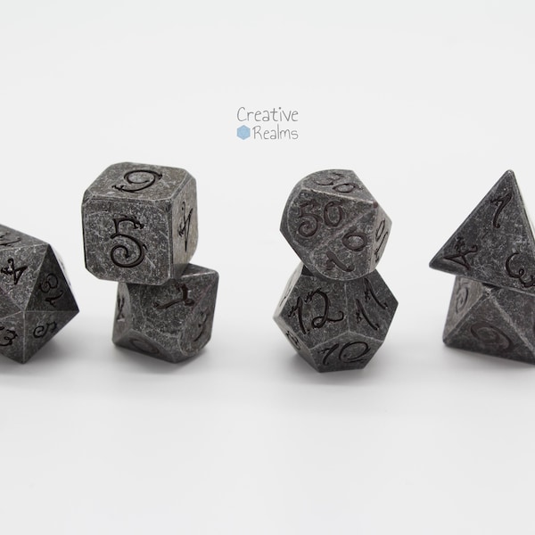 Dice set Dragonstone | Dice Set Dragon Stone | 7 pieces | Metal dice | Pen & Paper Role Playing | RPG | DnD | Tabletop