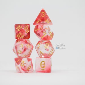 Dice set blood moon | Dice Set Bloodmoon | 7 pieces | Acrylic cubes | Pen & paper role play