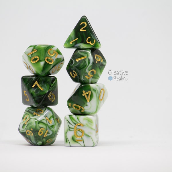 Würfelset Algenmeer | Dice Set Sea of Algae | 7-teilig | Würfel aus Acryl | Pen&Paper Rollenspiele | RPG