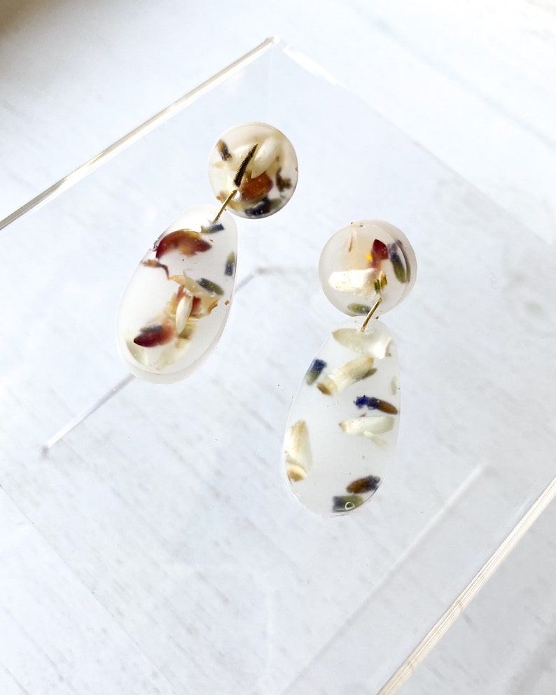 Floral Earrings Matte Milk Bath Resin Earrings