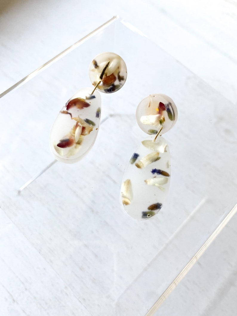 Floral Earrings Matte Milk Bath Resin Earrings