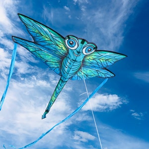 Libelle Drache, Einleinerdrache für Kinder, Blau türkis Libelle Drachen, Einleiner, Outdoor Spielzeug, Kinderdrache, Familien Spaß am Strand