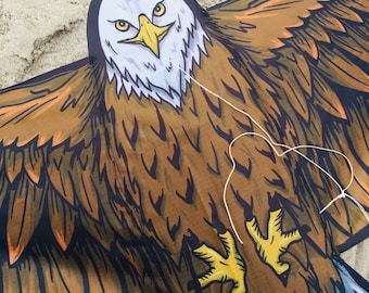 Weißkopfseeadler Einleinerdrache für Kids | Kinderdrache mit erklärten Design | Vogel Adler Drache | Outdoorspielzeug