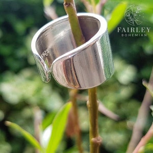 Solid 925 Sterling silver adjustable ring 12mm ~ Thick band ring ~ Solid Silver Ring ~ Thumb Ring ~ Minimalist Stylish Ring ~ Wide band ring