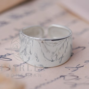 solid 925 sterling silver ring ~ adjustable thick band ring ~ plain band ring ~ minimalist wide band ring ~ thumb rings for women