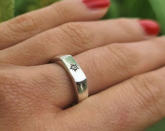 Lab-Created Diamond 925 Sterling Silver Ring ~ Wedding band ring ~ Signet ring ~ Lab-Grown Ethical Diamond Ring ~ Promise ring