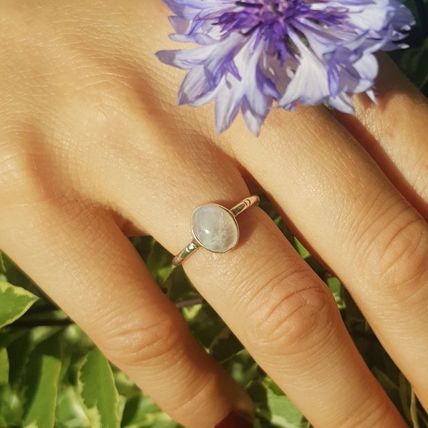 Gemstone ring ~ Moonstone ring ~ Rose quartz ring~ Sterling silver rings ~ Handmade adjustable rings ~ Dainty Rings