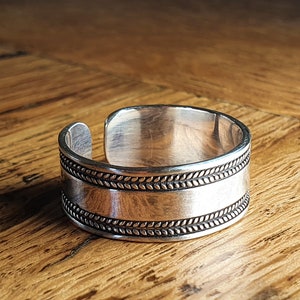 Unisex Solid 925 Sterling Silver Adjustable Ring Ring for men Boho Hippie Festival Ring thick band ring gift for him thumb ring image 2