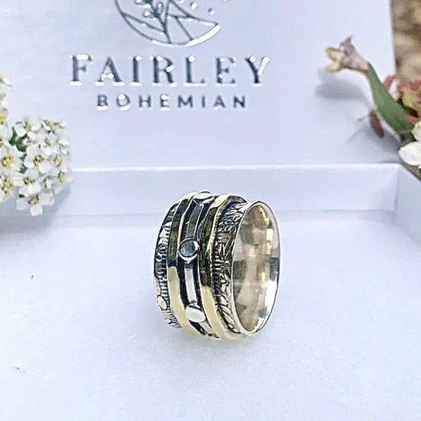 sterling silver spinner ring ~ spinning ring ~ fidget ring ~ meditation ring ~ sterling silver ring ~ anxiety ring ~ band ring ~ boho rings