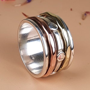 sterling silver spinner ring ~ spinning ring ~ meditation ring ~ anxiety ring ~ thick ring ~ band ring ~ boho rings ~ fidget ring statement