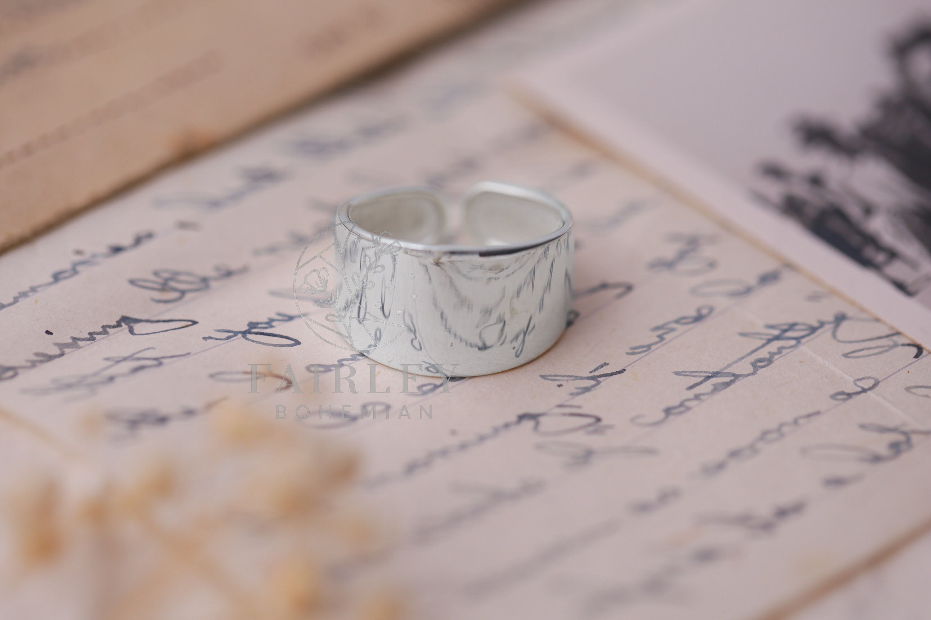 Handcrafted Solid Sterling Silver 925 Open Wide Long Designer Ring – Adjustable, Unisex, 3 Surface Finishes Available