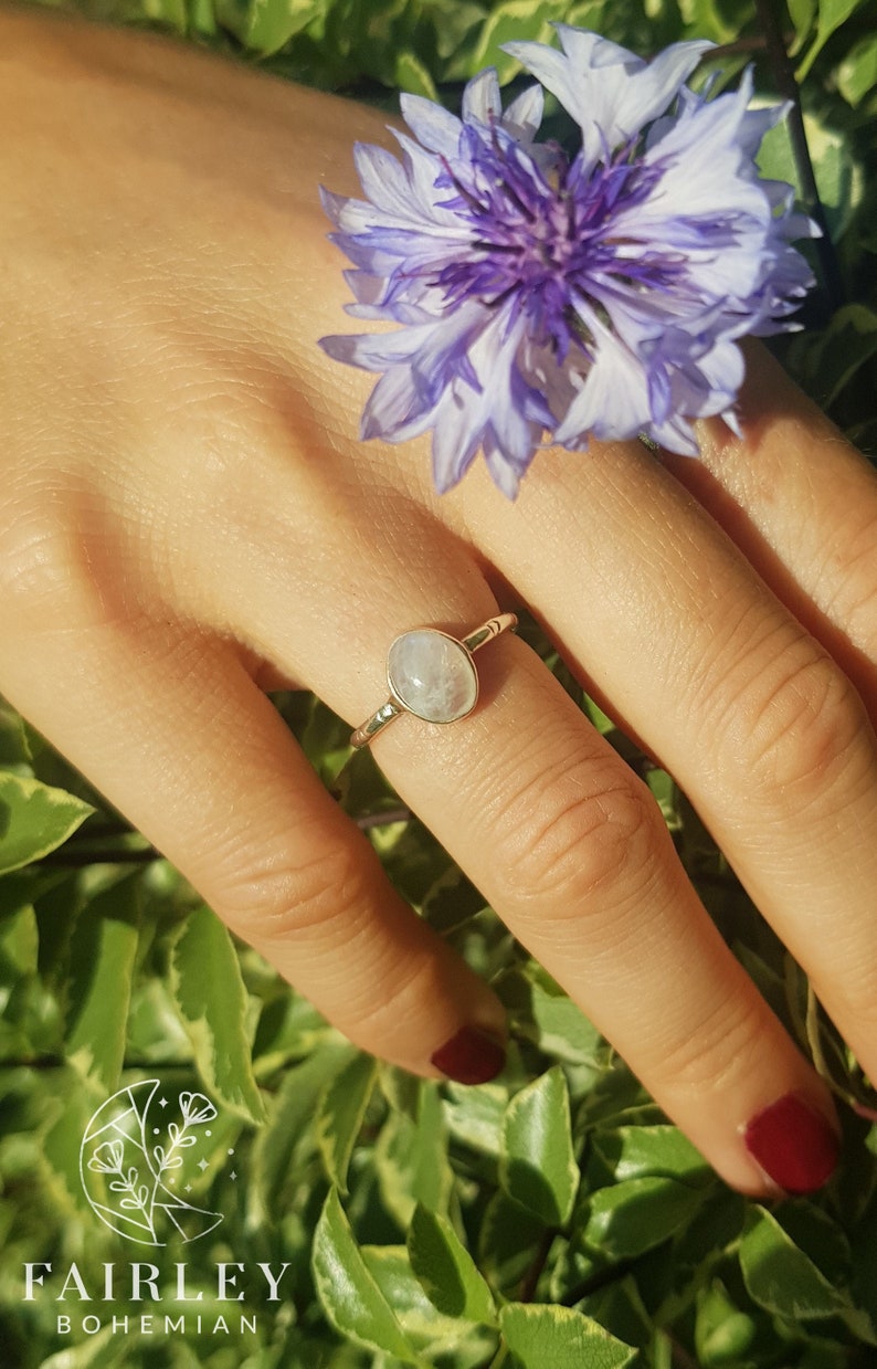 Gemstone ring ~ Moonstone ring ~ Rose quartz ring~ Sterling silver rings ~ Handmade adjustable rings ~ Dainty Rings 