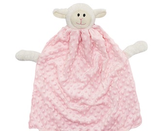 Cuddle Baby Lamb pale pink, Handmade, Baby safe, Girl Baby,  Unique baby gift, Baby Shower gift, minky dot fabric, best baby gift, soft eyes