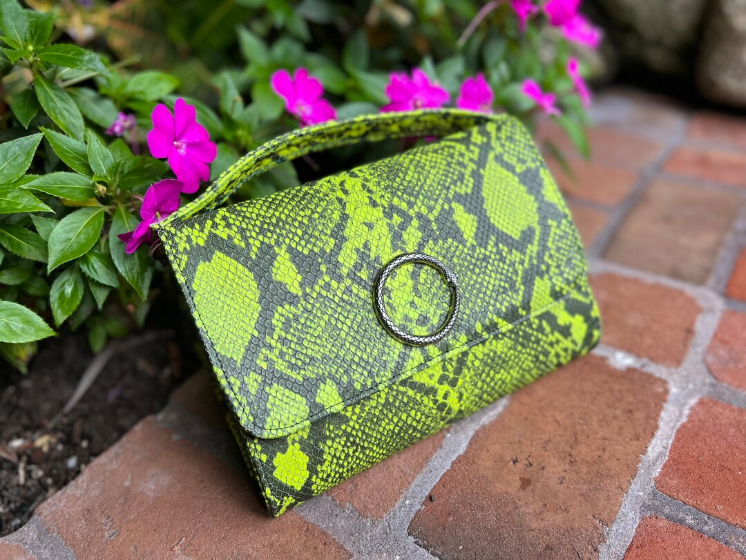 One of a Kind Python Print Leather Handbag Handmade - Etsy