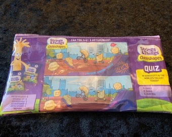 Upcycled Strings & Things Cheeshapes packet/ wrapper pencil case/ makeup bag/ zippy pouch