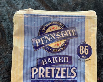 Upcycled Penn State Pretzels packet/ wrapper coin purse/ zippy bag/ pouch