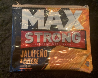 Upcycled Max Strong jalapeño & cheese crisp packet/ wrapper coin purse/ zippy bag/ pouch