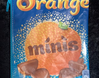 Upcycled Chocolate Orange minis packet/ wrapper coin purse/ zippy bag/ pouch