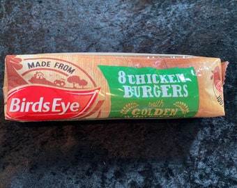 Upcycled Birds Eye Chicken Burgers packet / wrapper pencil case/ makeup bag/ zippy pouch