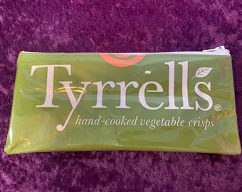 Upcycled Tyrrell’s vegetable crisps packet/ wrapper pencil case/ makeup / mask bag/ zippy pouch