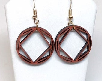 Copper Hexagram Wood Earrings, Sacred Geometry, Spiritual Jewelry
