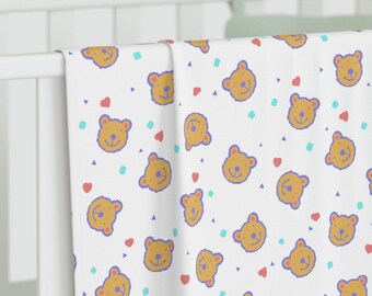 Teddy Bear Baby Swaddle Blanket: Jersey Polyester Newborn Gift