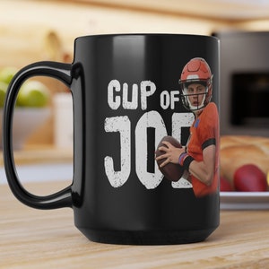 Cup of Joe 15 oz Black Mug, Burrows Football Fan Gift