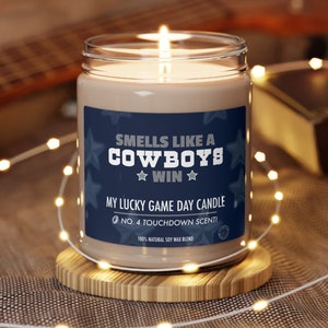 Smells Like a Cowboys Win Soy Candle, Unique Gift Idea, Dallas Cowboys Inspired Gift Candle, Game Day Decor, Sport Themed Candle