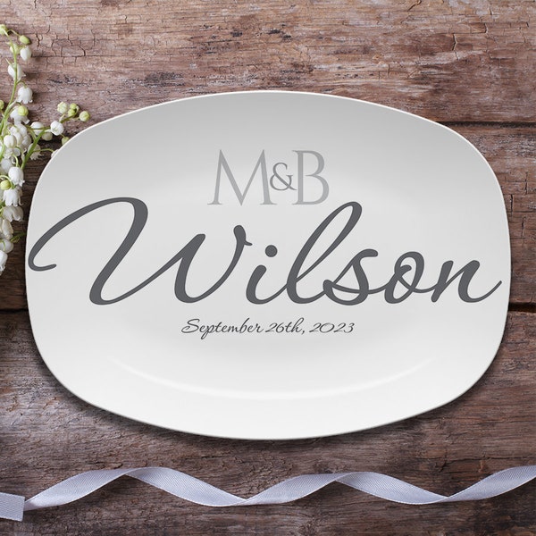 Wedding Gift Platter, Monogram Gift, Personalized Serving Platter, Wedding Platter, Personalized Serving Tray