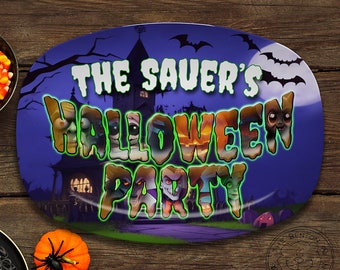 Personalized Halloween Party Platter: Spooky Haunted Decor
